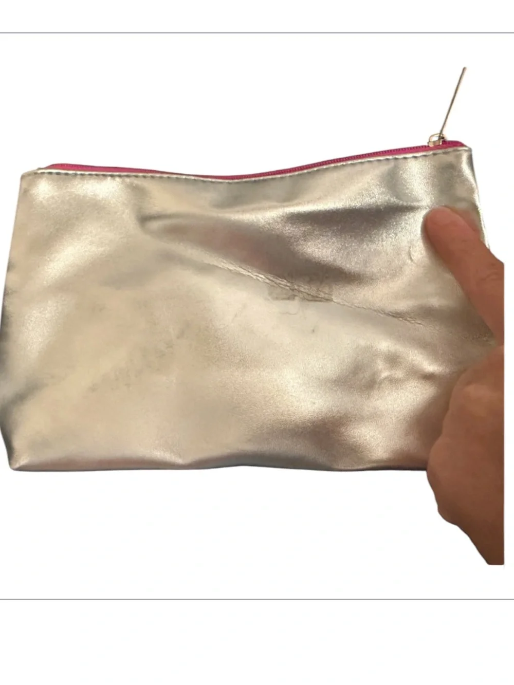 Clinique Silver and Pink Perforated Cosmetic Pouch - Women Bags